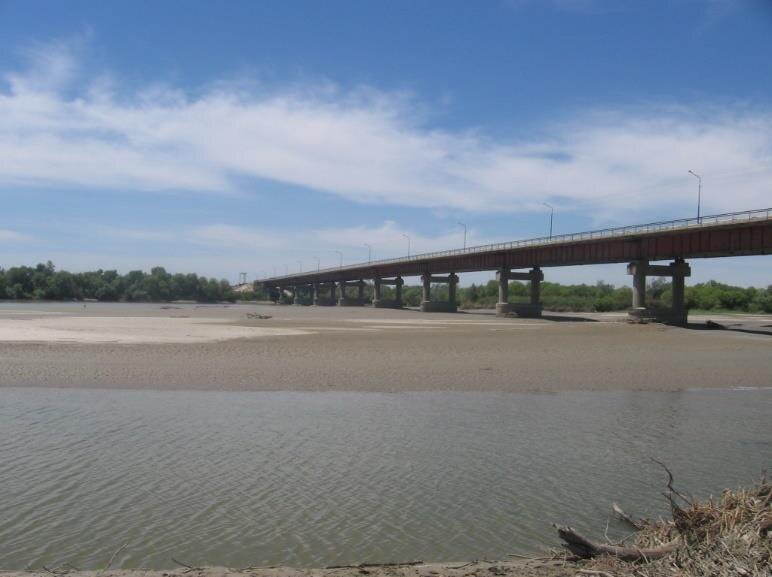 The Ili river crossing, viewed along the channel